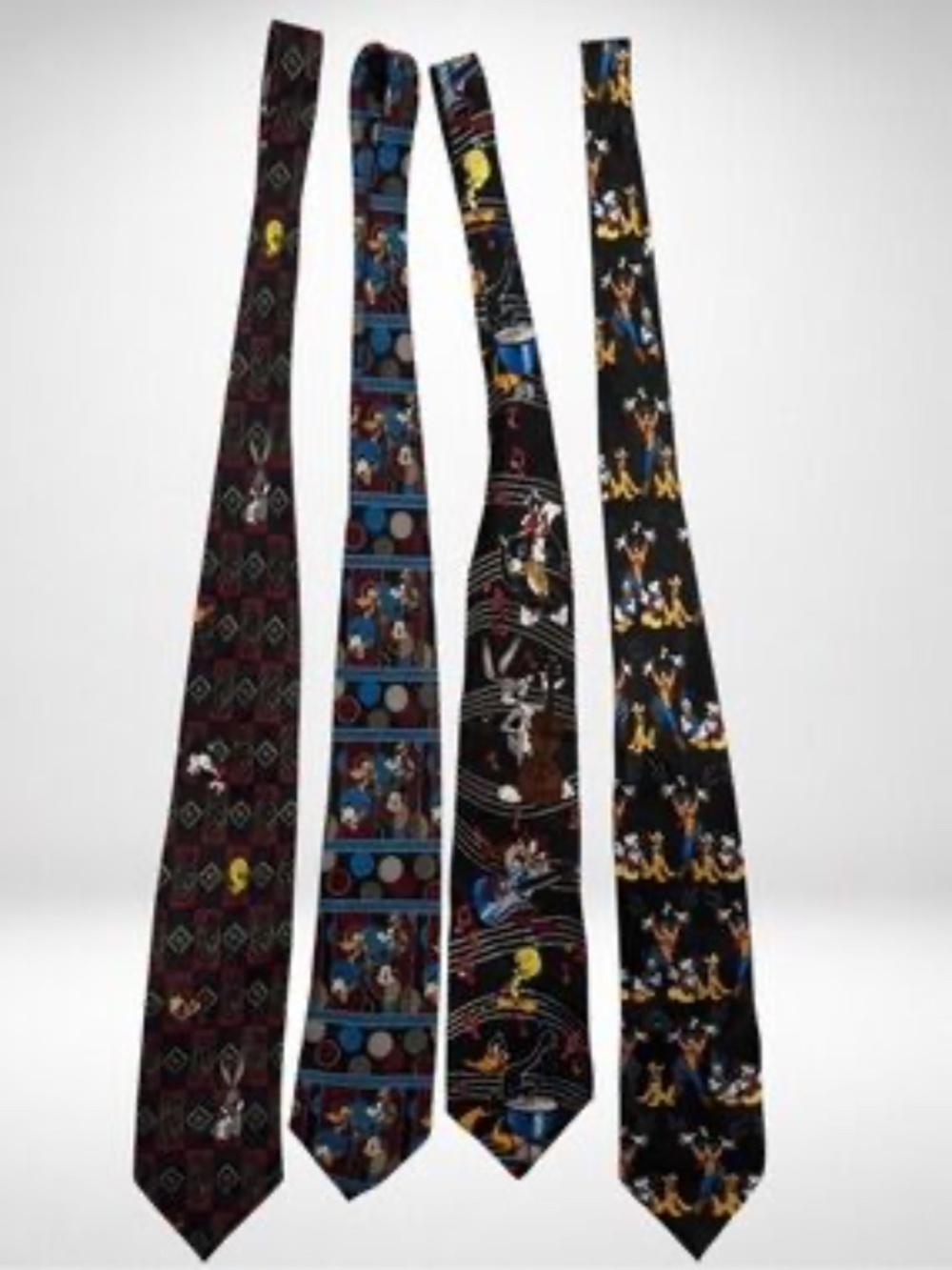 Disney Looney Tunes Vintage 90s Necktie Ties Lot Bundle Mickey Taz Bugs Goofy